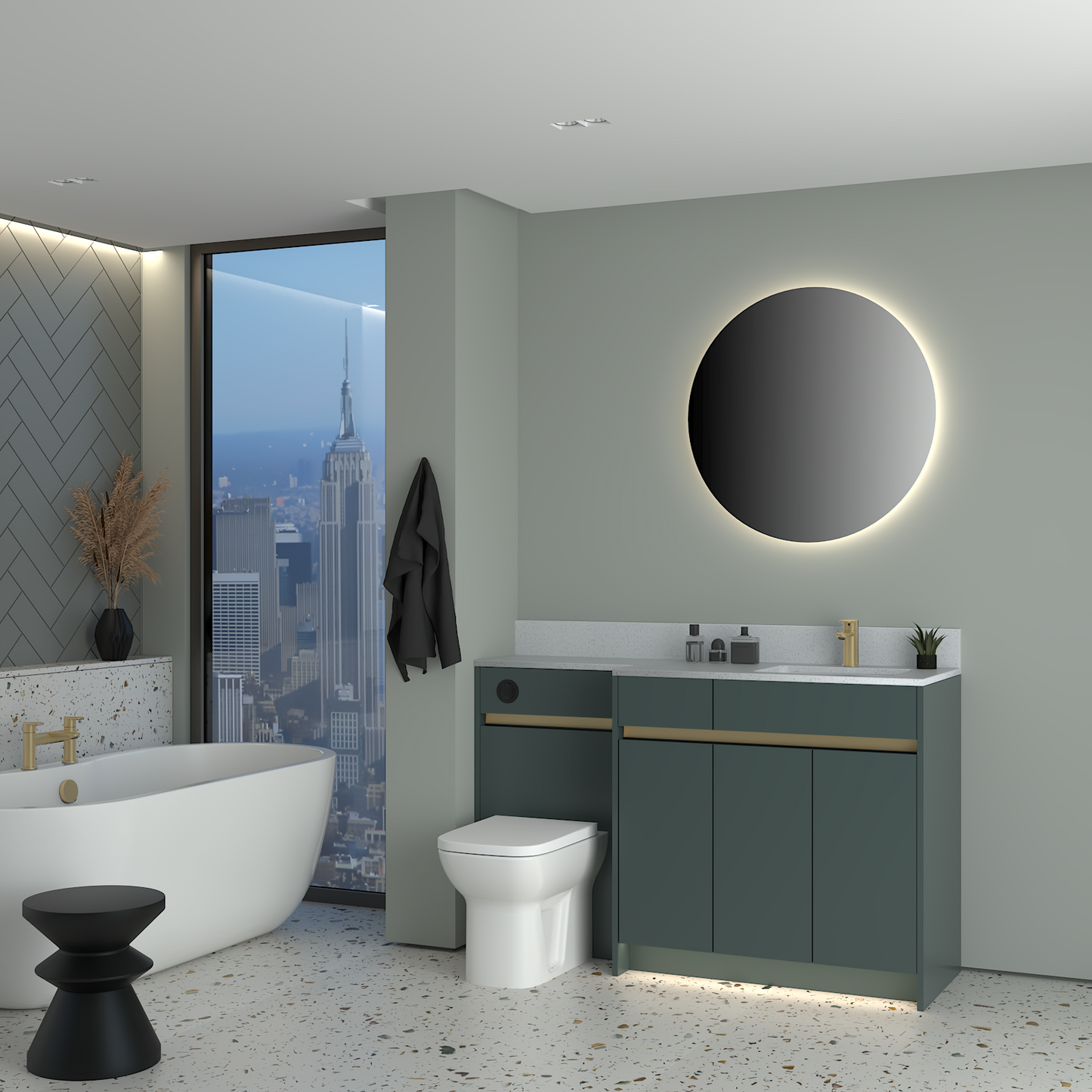 ELANA MATT WITH BRASS PROFILE & TAP BASE UNITS BATHROOM FITTED FURNITURE
