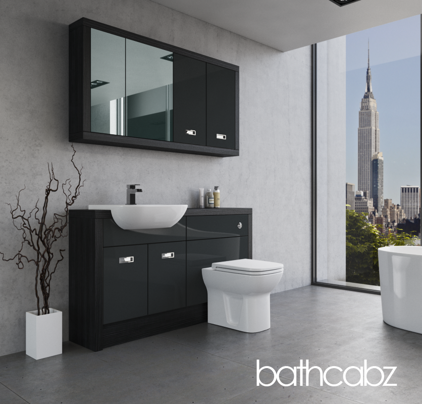 ATHENA HACIENDA BLACK BASE & WALL UNITS BATHROOM FITTED FURNITURE