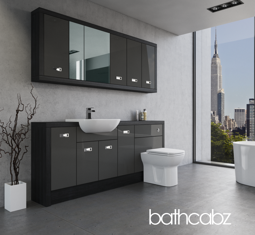 ATHENA HACIENDA BLACK BASE & WALL UNITS BATHROOM FITTED FURNITURE