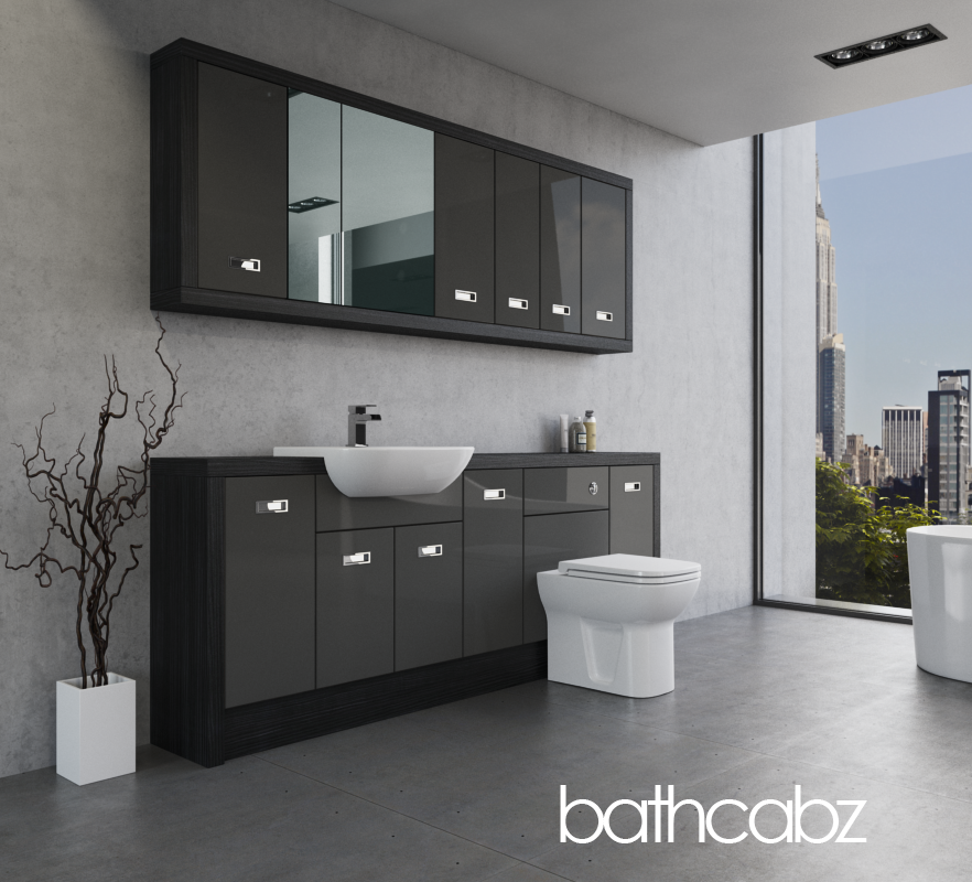 ATHENA HACIENDA BLACK BASE & WALL UNITS BATHROOM FITTED FURNITURE
