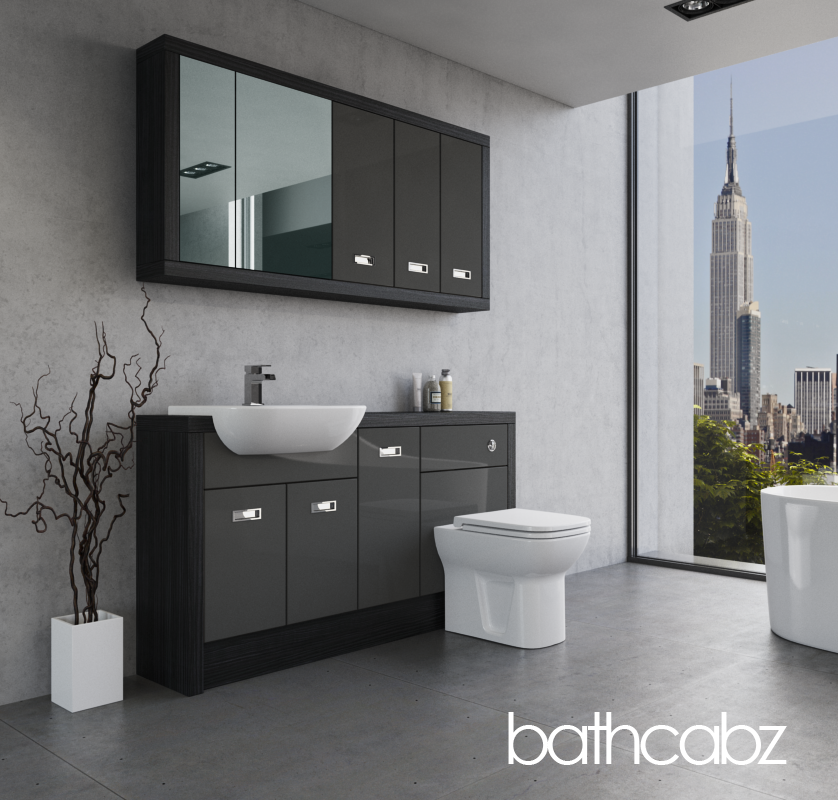 ATHENA HACIENDA BLACK BASE & WALL UNITS BATHROOM FITTED FURNITURE