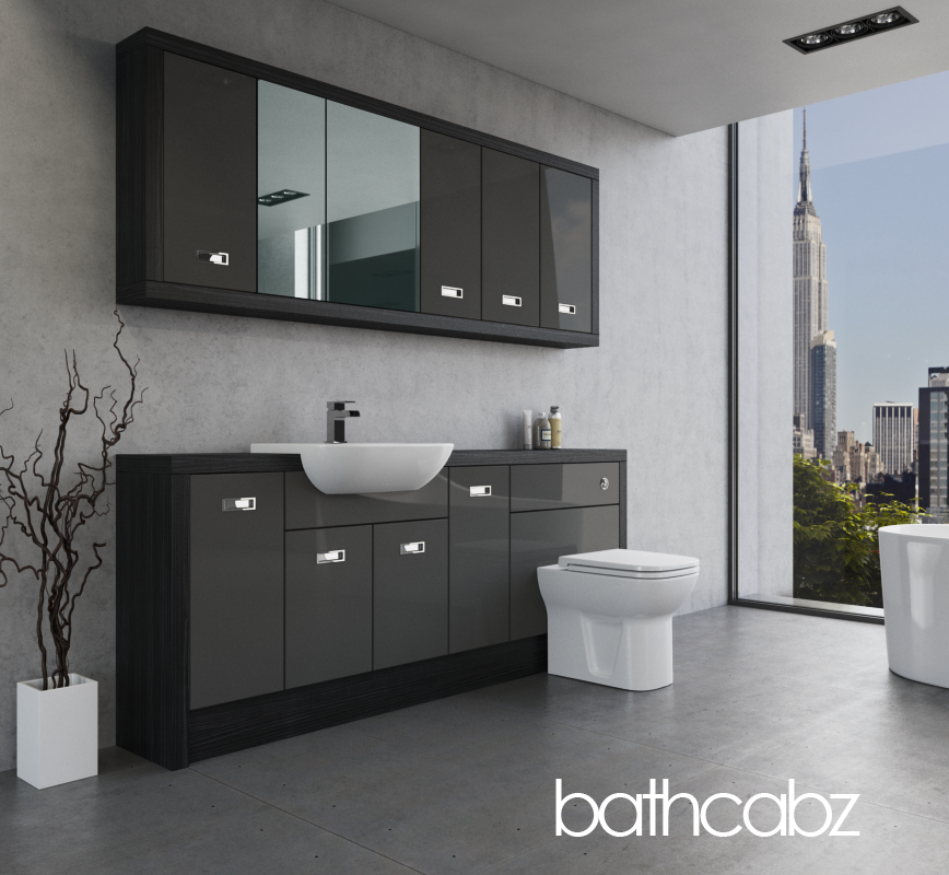 ATHENA HACIENDA BLACK BASE & WALL UNITS BATHROOM FITTED FURNITURE