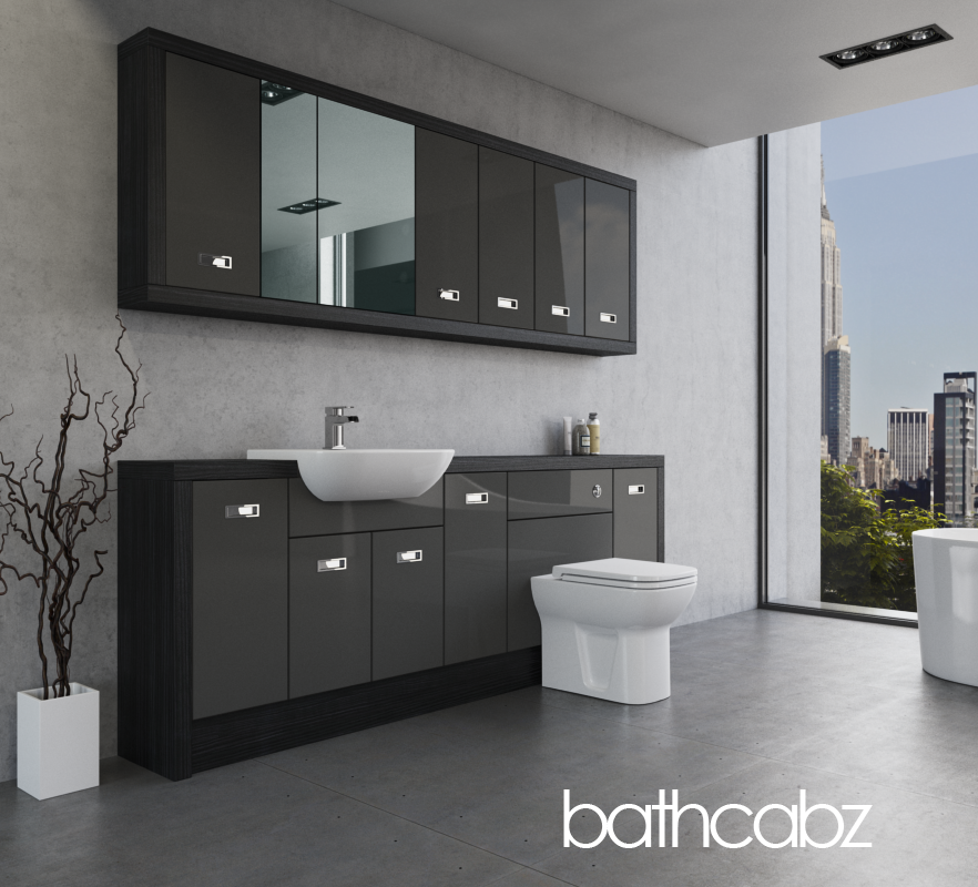 ATHENA HACIENDA BLACK BASE & WALL UNITS BATHROOM FITTED FURNITURE