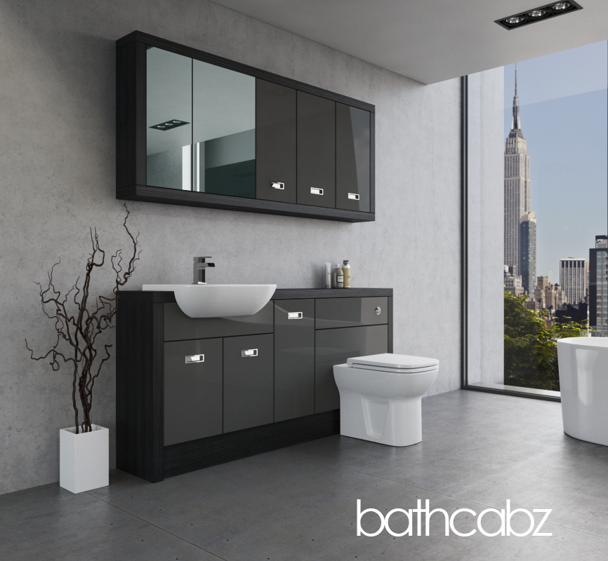 ATHENA HACIENDA BLACK BASE & WALL UNITS BATHROOM FITTED FURNITURE