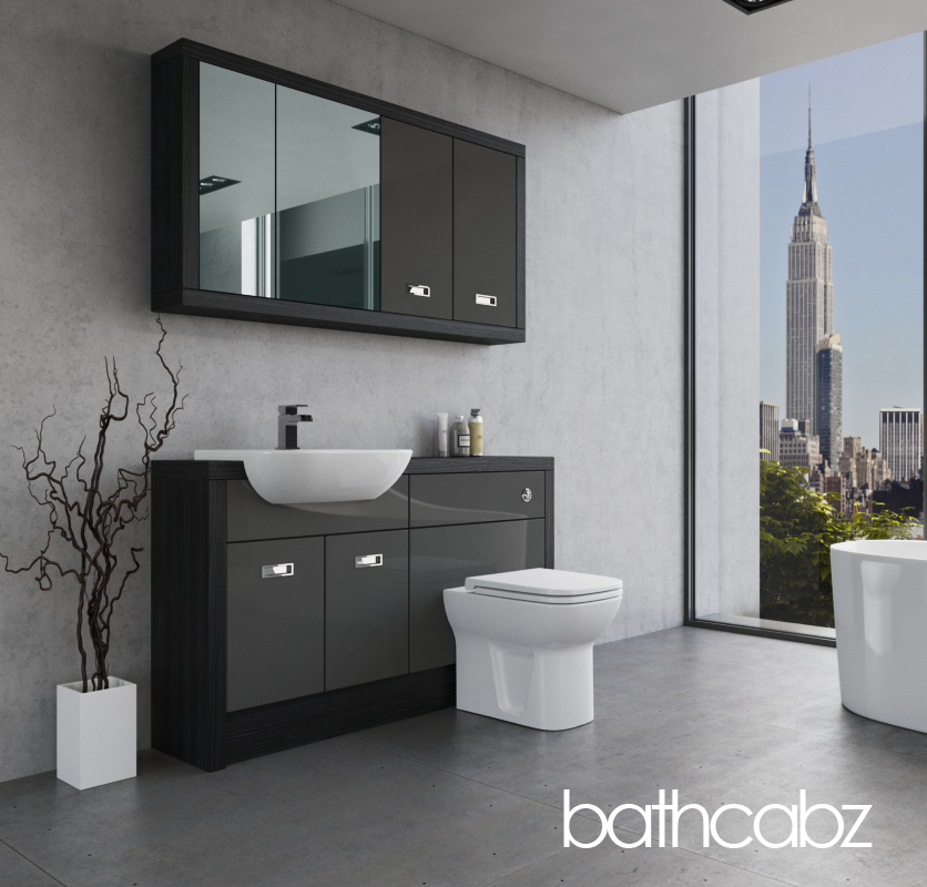 ATHENA HACIENDA BLACK BASE & WALL UNITS BATHROOM FITTED FURNITURE
