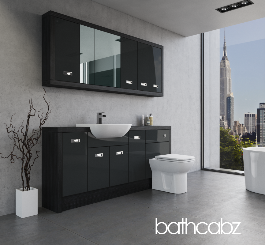 ATHENA HACIENDA BLACK BASE & WALL UNITS BATHROOM FITTED FURNITURE