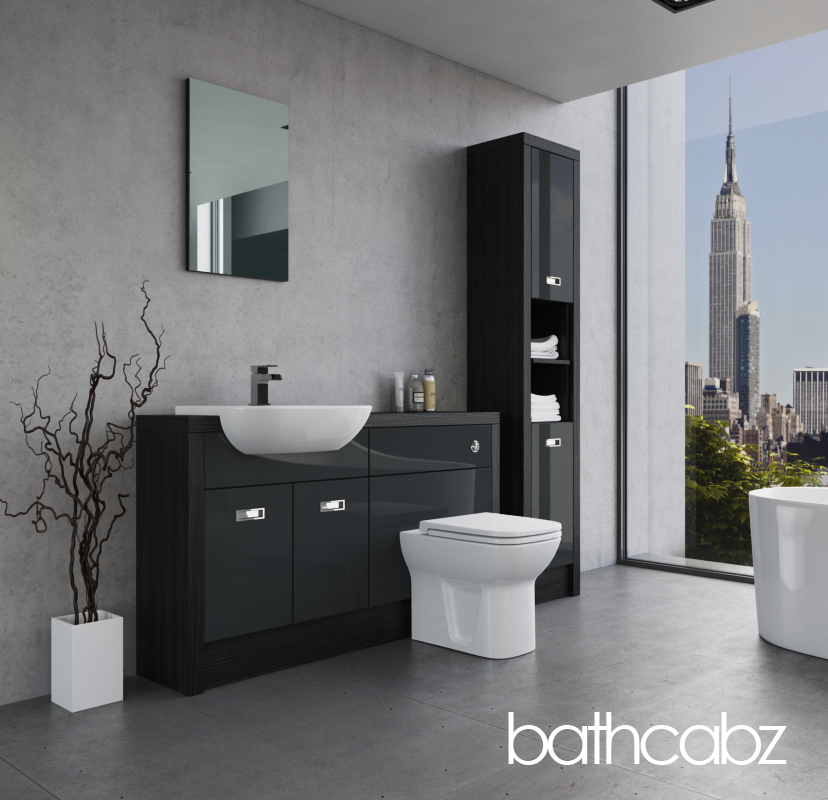ATHENA HACIENDA BLACK BASE & TALL UNIT BATHROOM FITTED FURNITURE