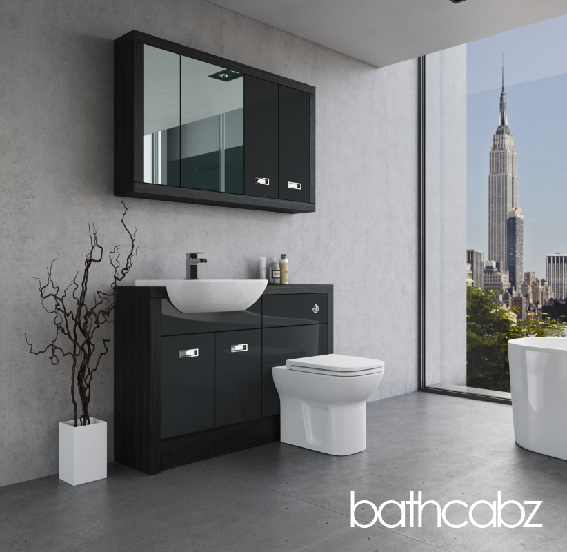 ATHENA HACIENDA BLACK BASE & WALL UNITS BATHROOM FITTED FURNITURE