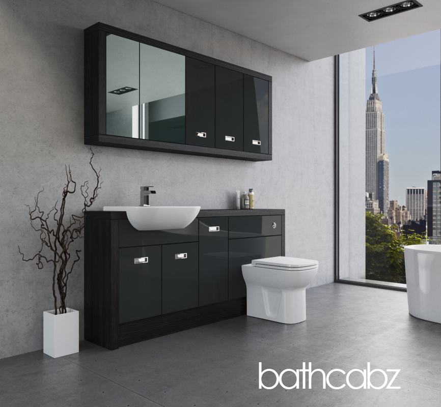 ATHENA HACIENDA BLACK BASE & WALL UNITS BATHROOM FITTED FURNITURE