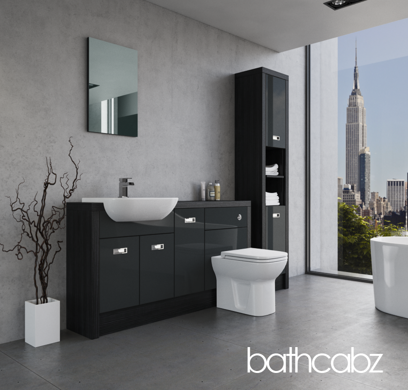 ATHENA HACIENDA BLACK BASE & TALL UNIT BATHROOM FITTED FURNITURE