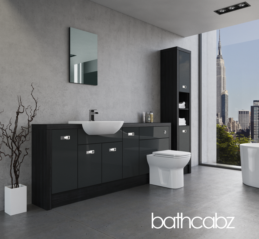 ATHENA HACIENDA BLACK BASE & TALL UNIT BATHROOM FITTED FURNITURE