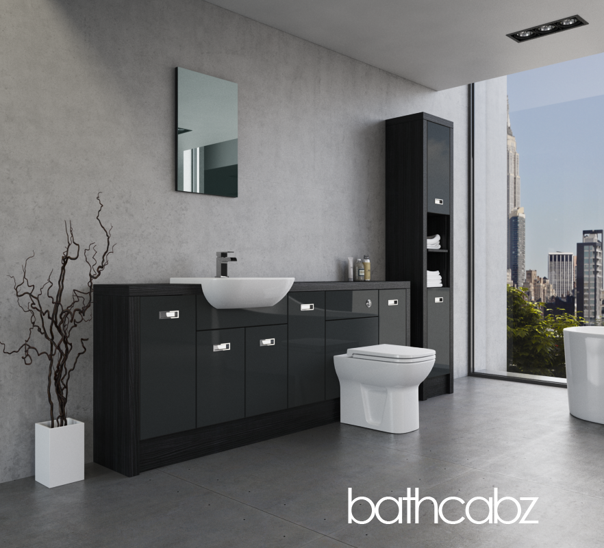 ATHENA HACIENDA BLACK BASE & TALL UNIT BATHROOM FITTED FURNITURE