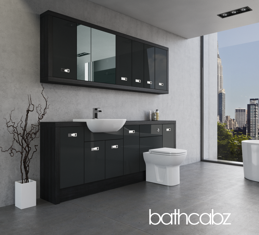 ATHENA HACIENDA BLACK BASE & WALL UNITS BATHROOM FITTED FURNITURE