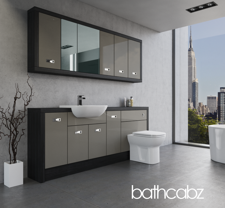 ATHENA HACIENDA BLACK BASE & WALL UNITS BATHROOM FITTED FURNITURE