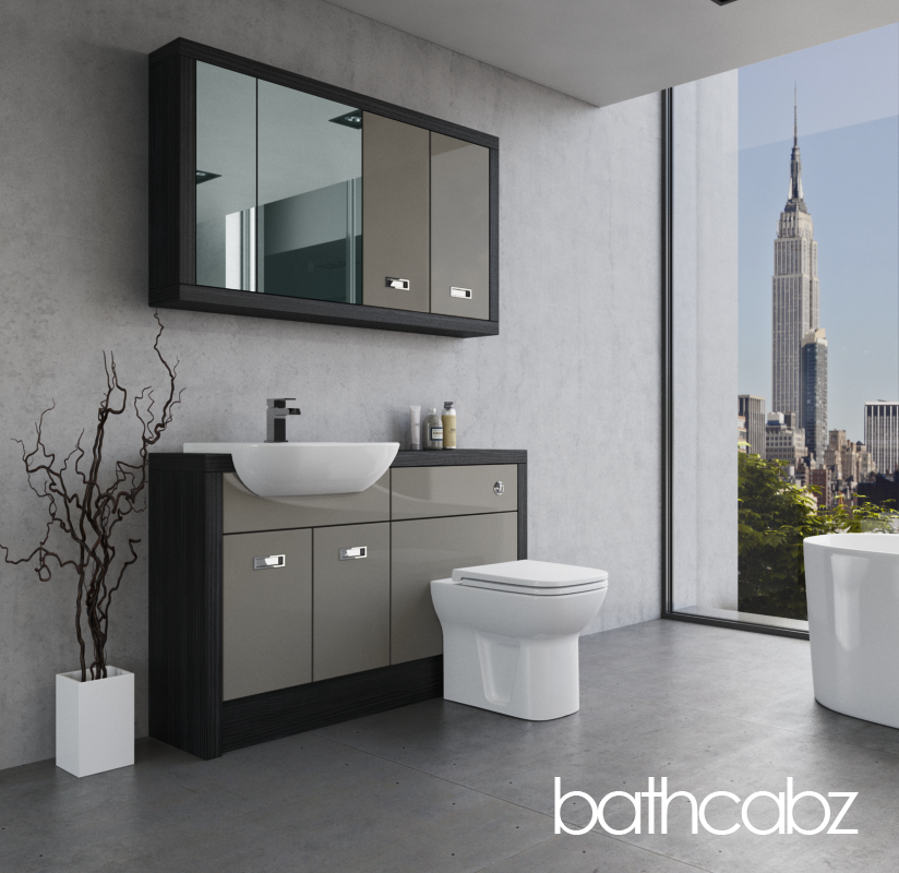 ATHENA HACIENDA BLACK BASE & WALL UNITS BATHROOM FITTED FURNITURE