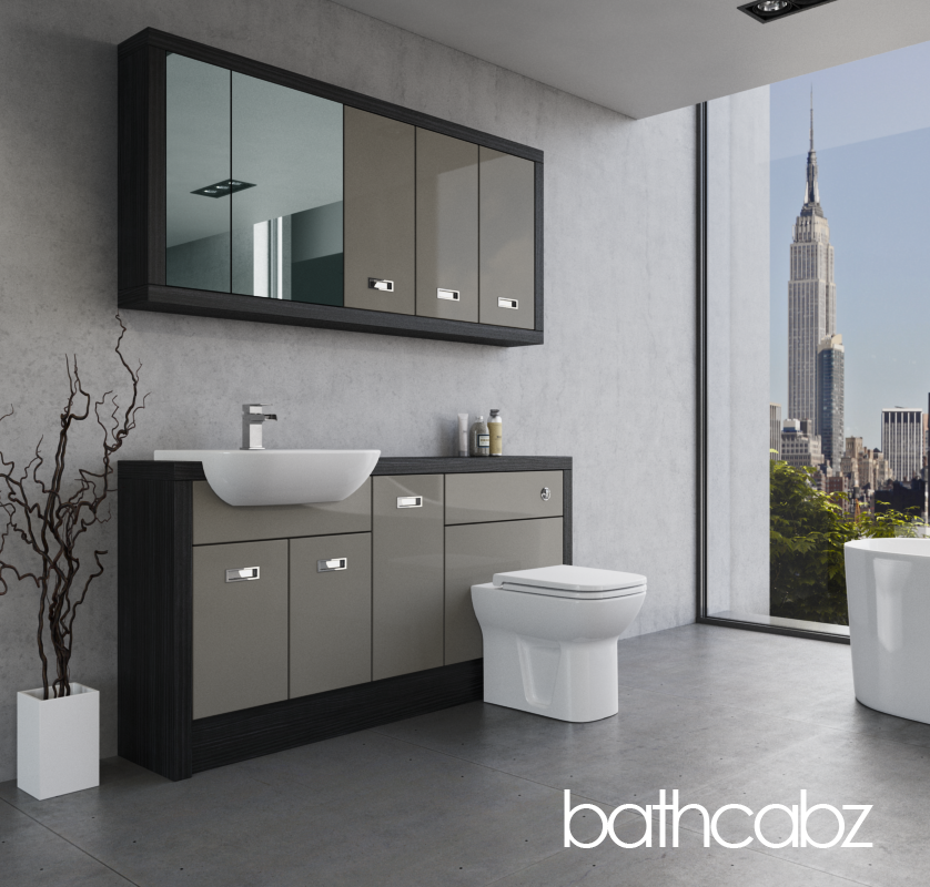 ATHENA HACIENDA BLACK BASE & WALL UNITS BATHROOM FITTED FURNITURE