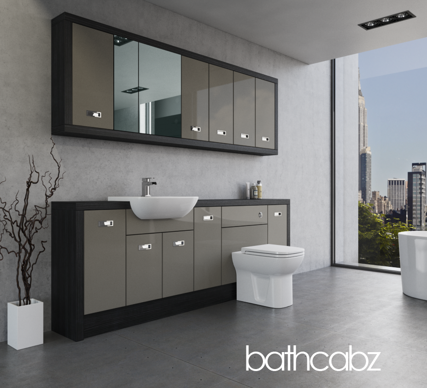 ATHENA HACIENDA BLACK BASE & WALL UNITS BATHROOM FITTED FURNITURE