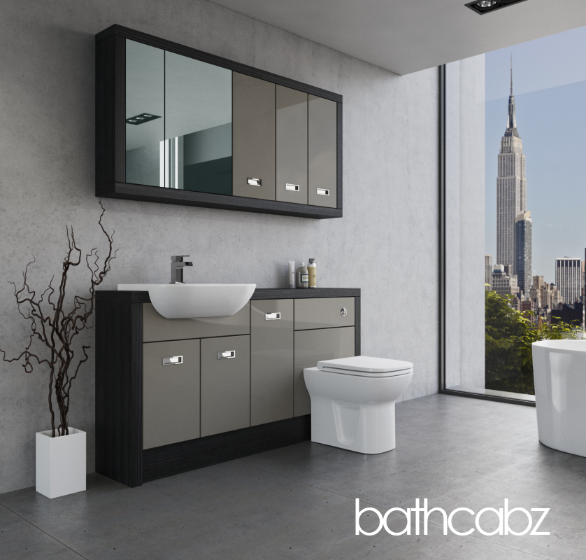 ATHENA HACIENDA BLACK BASE & WALL UNITS BATHROOM FITTED FURNITURE