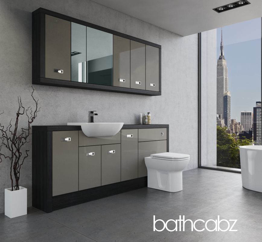 ATHENA HACIENDA BLACK BASE & WALL UNITS BATHROOM FITTED FURNITURE