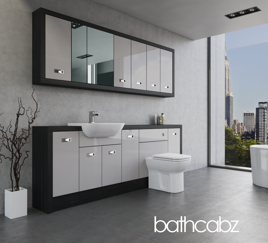 ATHENA HACIENDA BLACK BASE & WALL UNITS BATHROOM FITTED FURNITURE