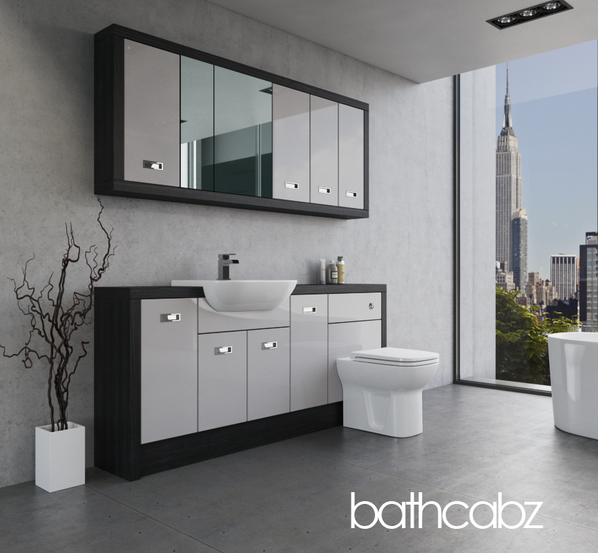 ATHENA HACIENDA BLACK BASE & WALL UNITS BATHROOM FITTED FURNITURE