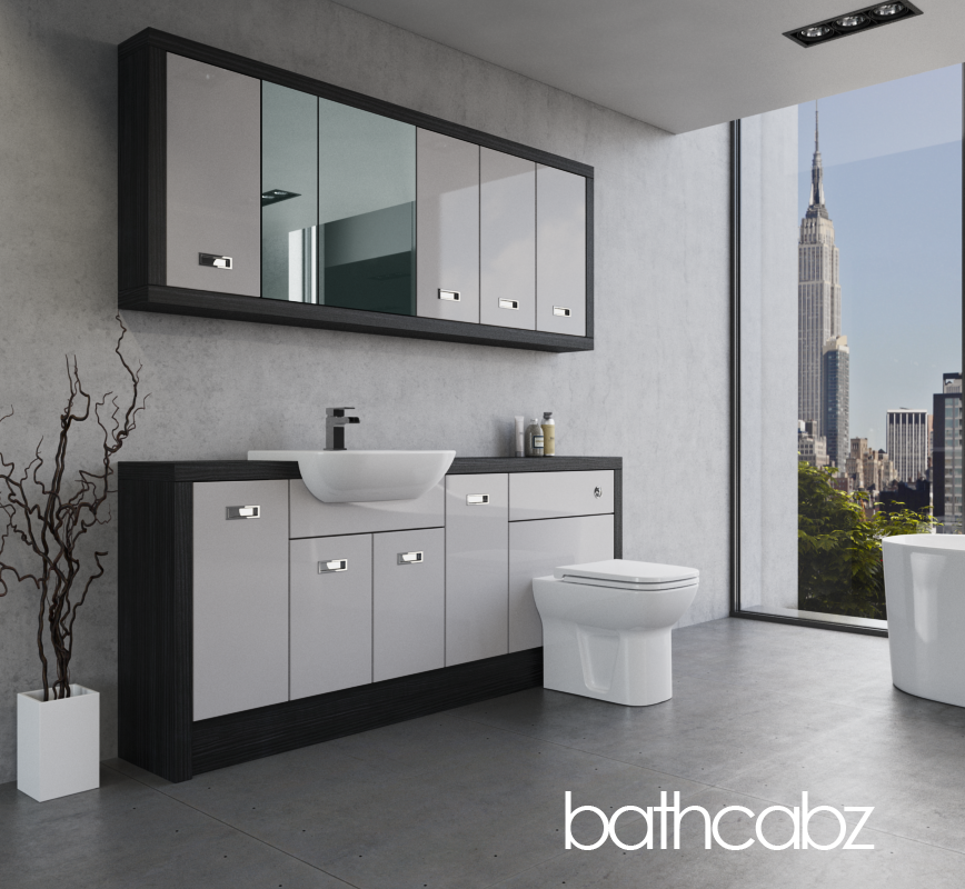 ATHENA HACIENDA BLACK BASE & WALL UNITS BATHROOM FITTED FURNITURE