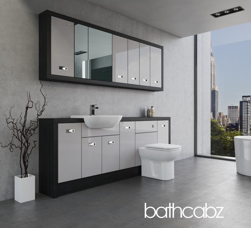 ATHENA HACIENDA BLACK BASE & WALL UNITS BATHROOM FITTED FURNITURE