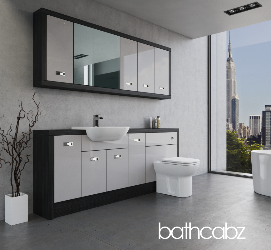ATHENA HACIENDA BLACK BASE & WALL UNITS BATHROOM FITTED FURNITURE