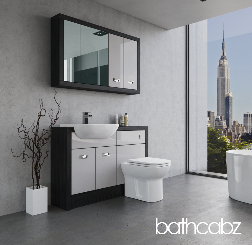 ATHENA HACIENDA BLACK BASE & WALL UNITS BATHROOM FITTED FURNITURE