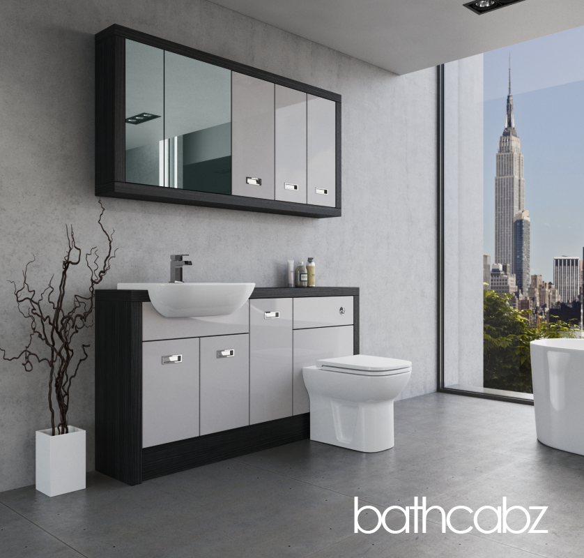 ATHENA HACIENDA BLACK BASE & WALL UNITS BATHROOM FITTED FURNITURE