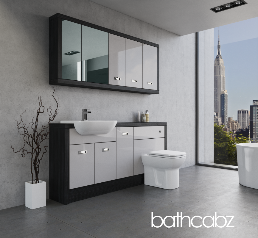 ATHENA HACIENDA BLACK BASE & WALL UNITS BATHROOM FITTED FURNITURE