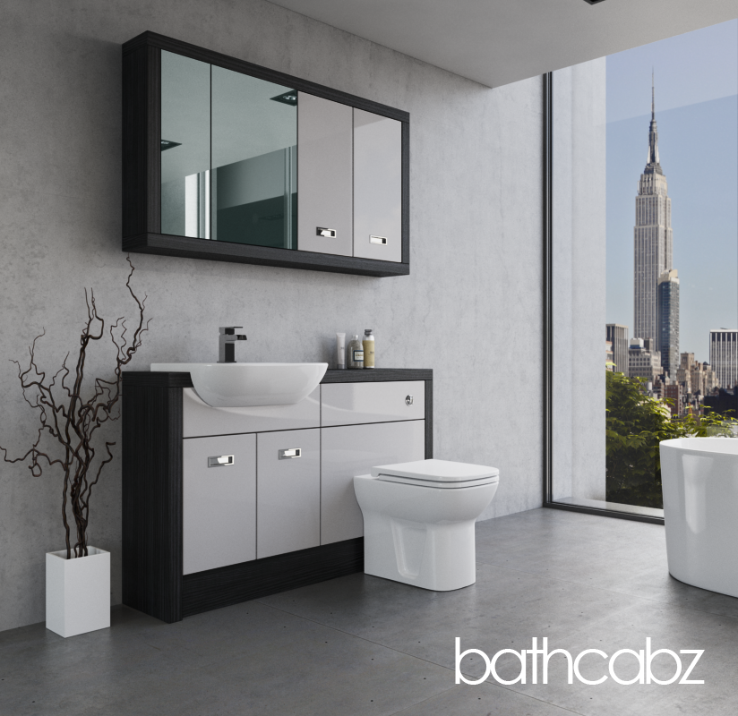 ATHENA HACIENDA BLACK BASE & WALL UNITS BATHROOM FITTED FURNITURE