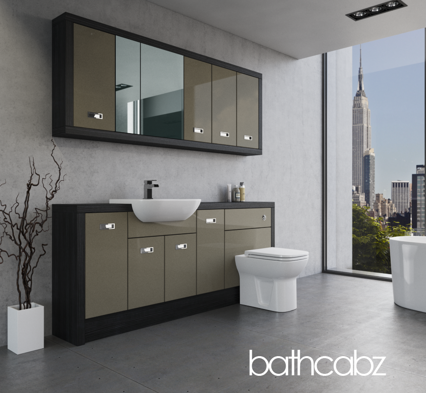 ATHENA HACIENDA BLACK BASE & WALL UNITS BATHROOM FITTED FURNITURE