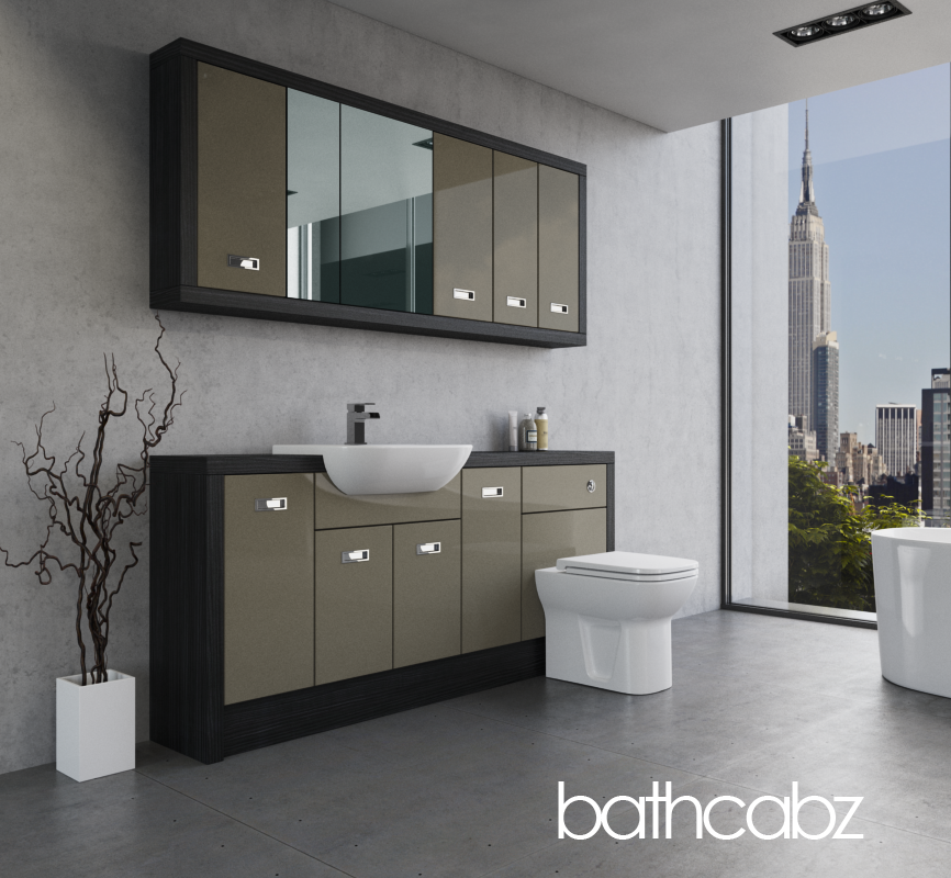 ATHENA HACIENDA BLACK BASE & WALL UNITS BATHROOM FITTED FURNITURE