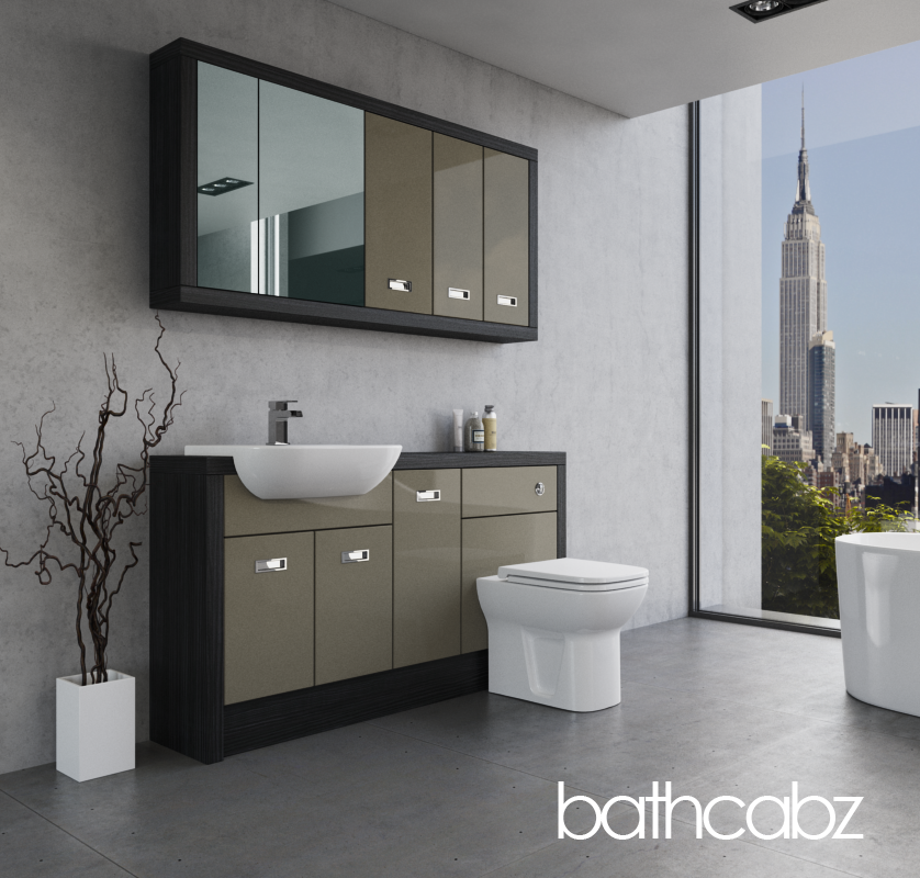 ATHENA HACIENDA BLACK BASE & WALL UNITS BATHROOM FITTED FURNITURE