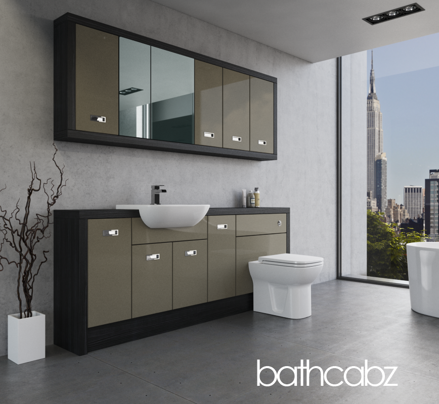 ATHENA HACIENDA BLACK BASE & WALL UNITS BATHROOM FITTED FURNITURE