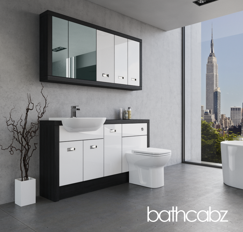 ATHENA HACIENDA BLACK BASE & WALL UNITS BATHROOM FITTED FURNITURE