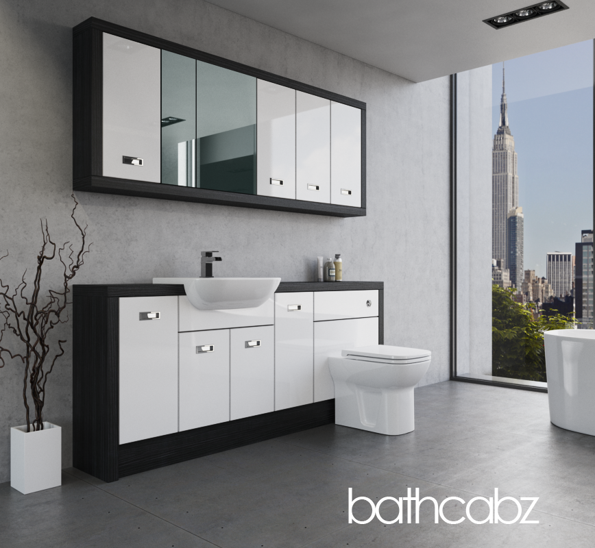 ATHENA HACIENDA BLACK BASE & WALL UNITS BATHROOM FITTED FURNITURE