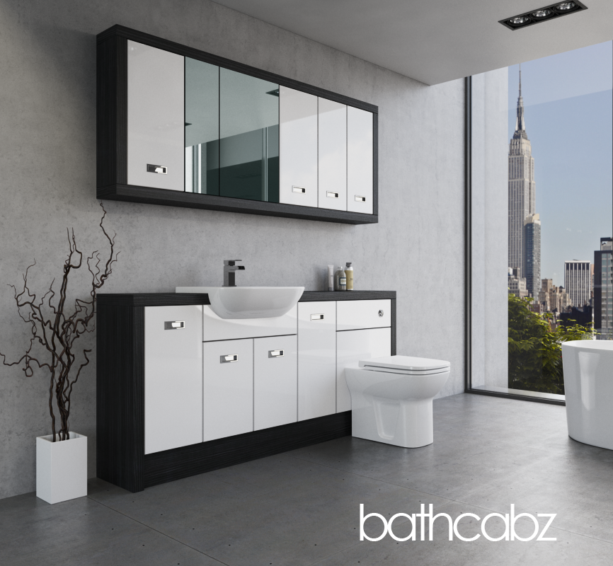 ATHENA HACIENDA BLACK BASE & WALL UNITS BATHROOM FITTED FURNITURE