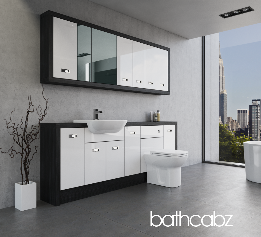 ATHENA HACIENDA BLACK BASE & WALL UNITS BATHROOM FITTED FURNITURE