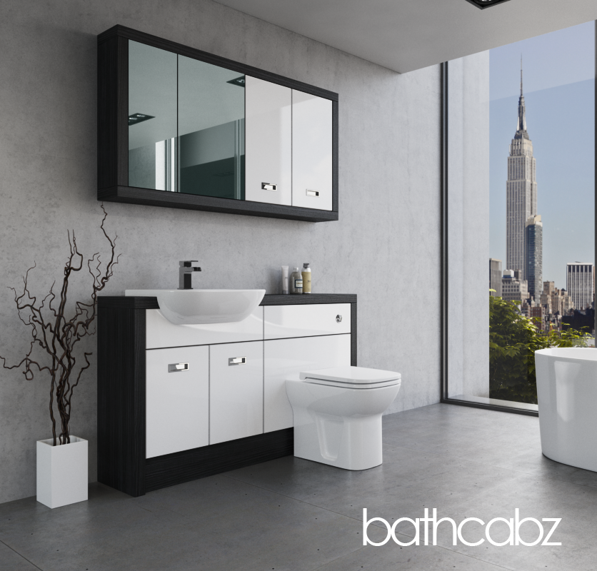 ATHENA HACIENDA BLACK BASE & WALL UNITS BATHROOM FITTED FURNITURE