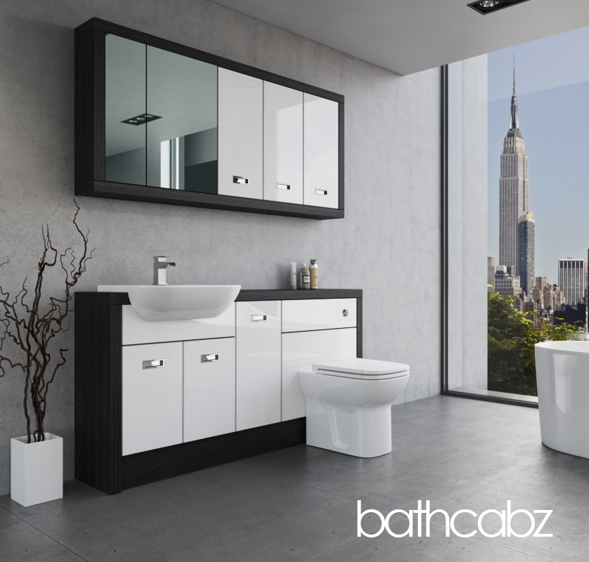 ATHENA HACIENDA BLACK BASE & WALL UNITS BATHROOM FITTED FURNITURE