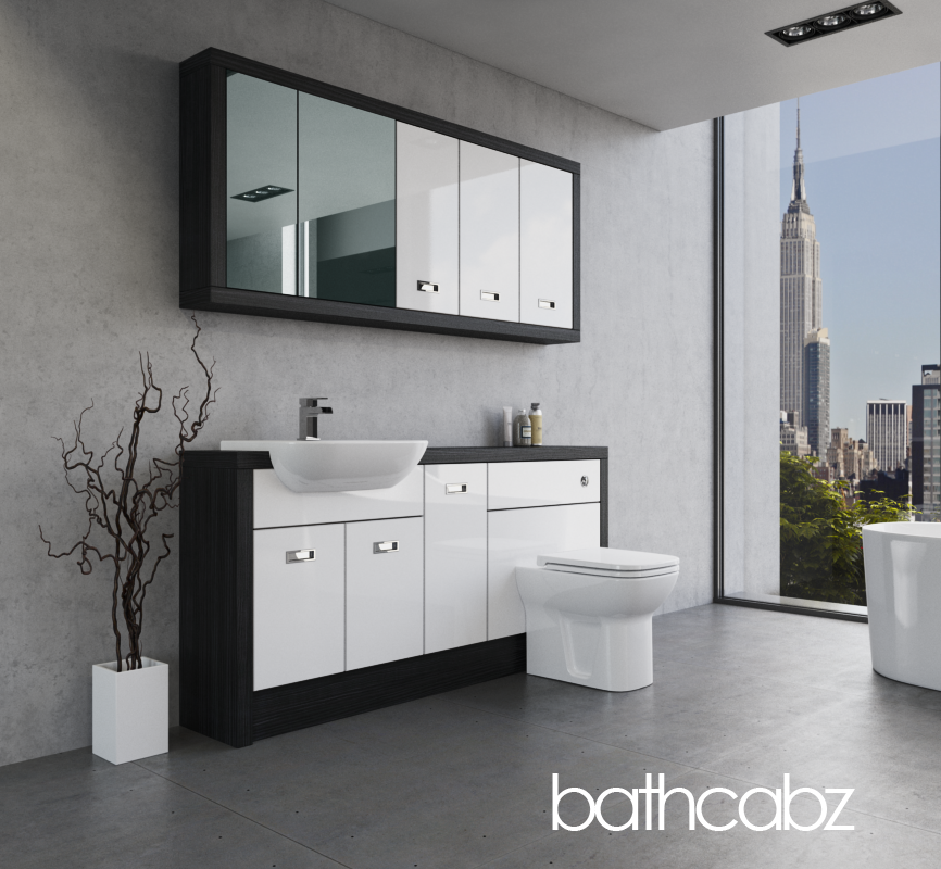 ATHENA HACIENDA BLACK BASE & WALL UNITS BATHROOM FITTED FURNITURE