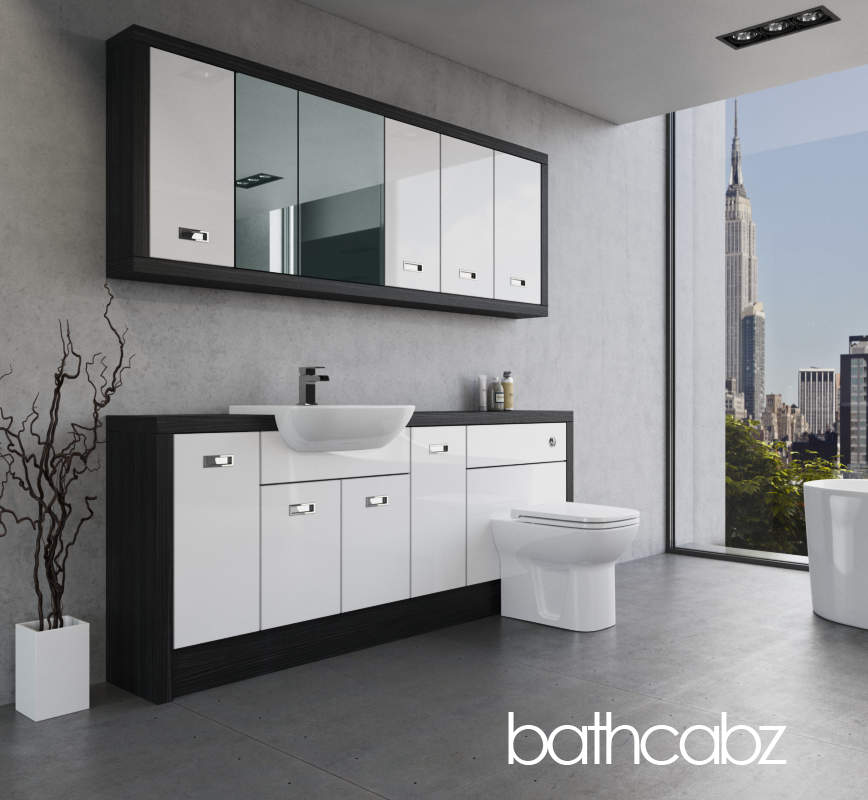 ATHENA HACIENDA BLACK BASE & WALL UNITS BATHROOM FITTED FURNITURE