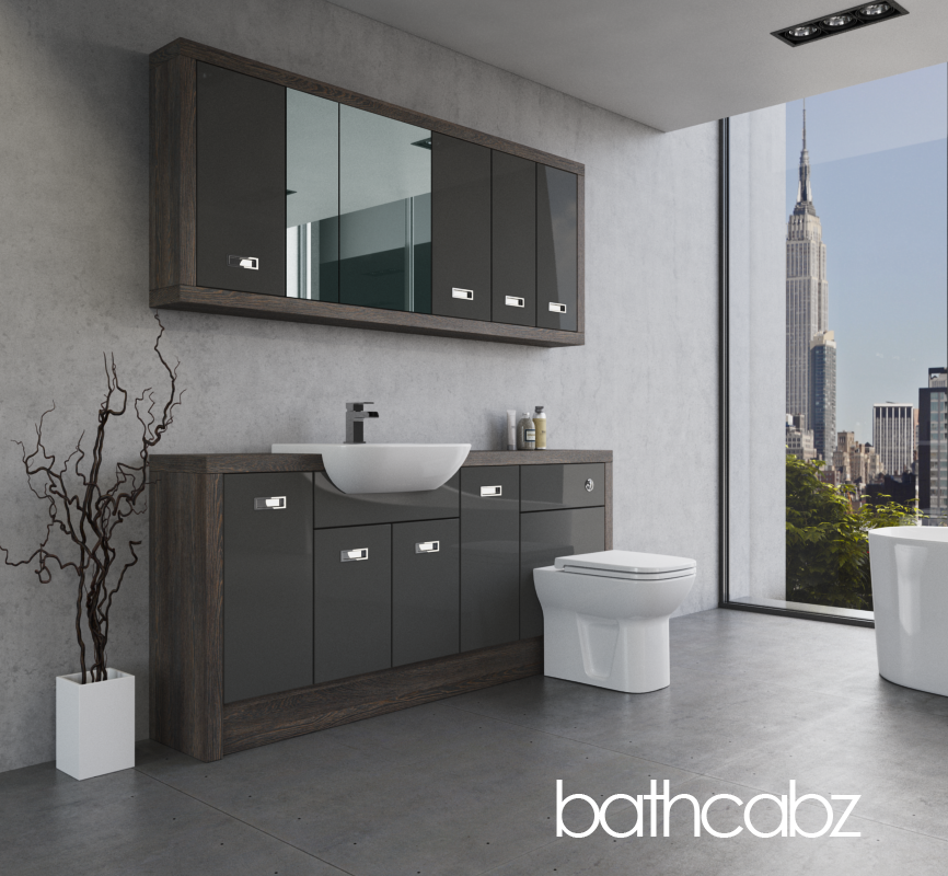 ATHENA NORWICH OAK BASE & WALL UNITS BATHROOM FITTED FURNITURE