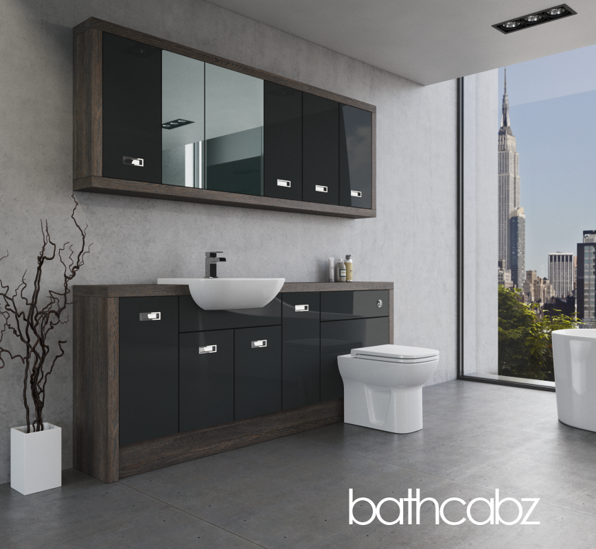 ATHENA NORWICH OAK BASE & WALL UNITS BATHROOM FITTED FURNITURE