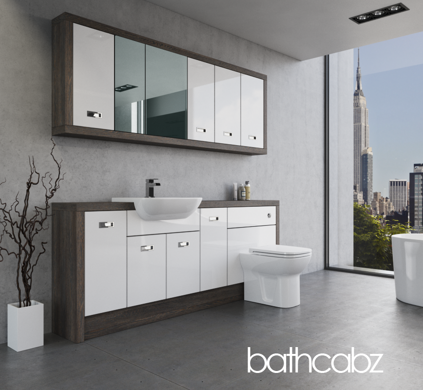 ATHENA NORWICH OAK BASE & WALL UNITS BATHROOM FITTED FURNITURE