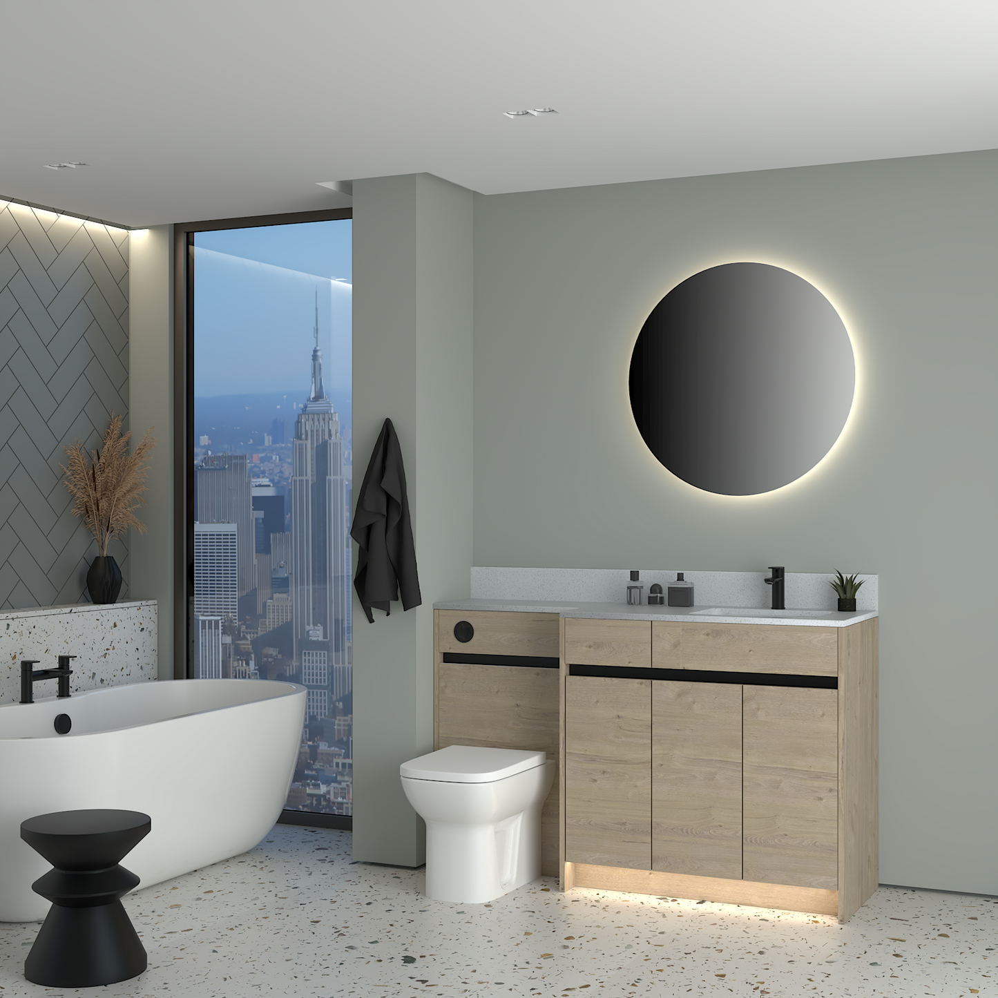 ELANA MATT WITH BLACK PROFILE & TAP BASE UNITS BATHROOM FITTED FURNITURE