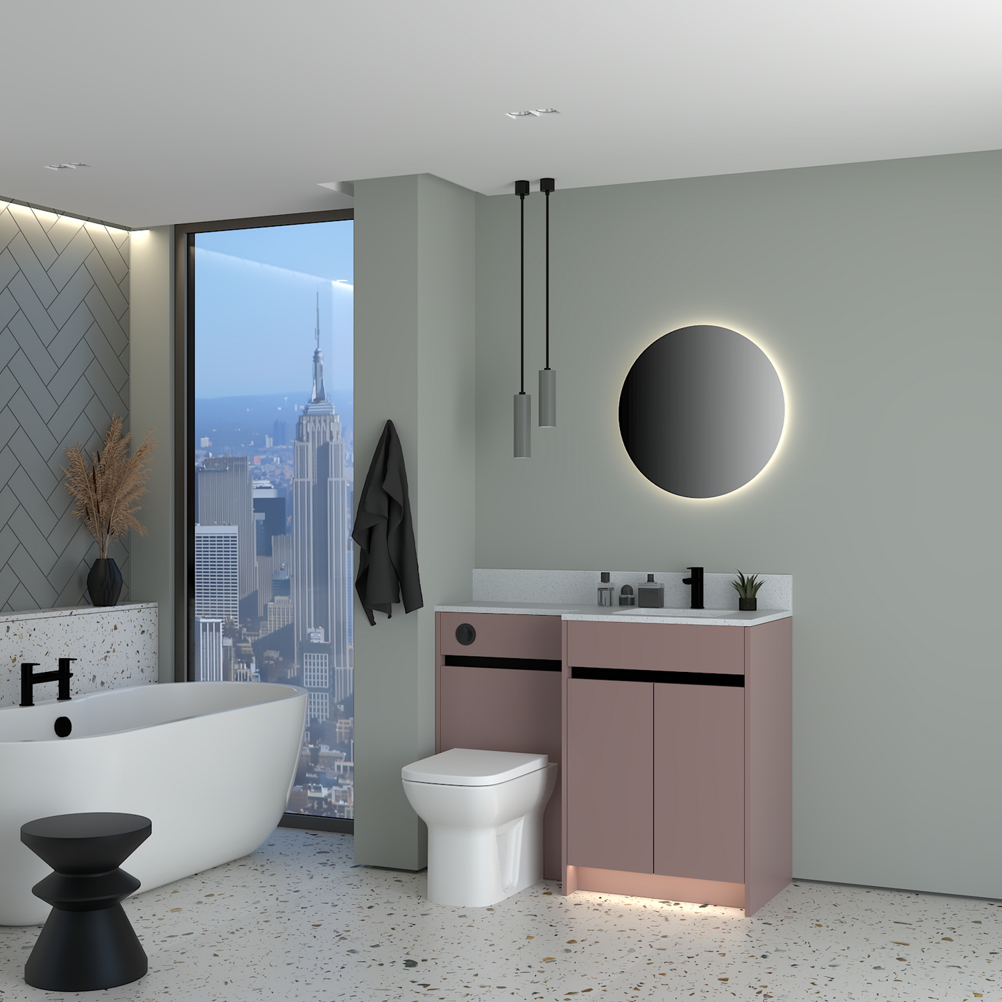 ELANA MATT WITH BLACK PROFILE & TAP BASE UNITS BATHROOM FITTED FURNITURE