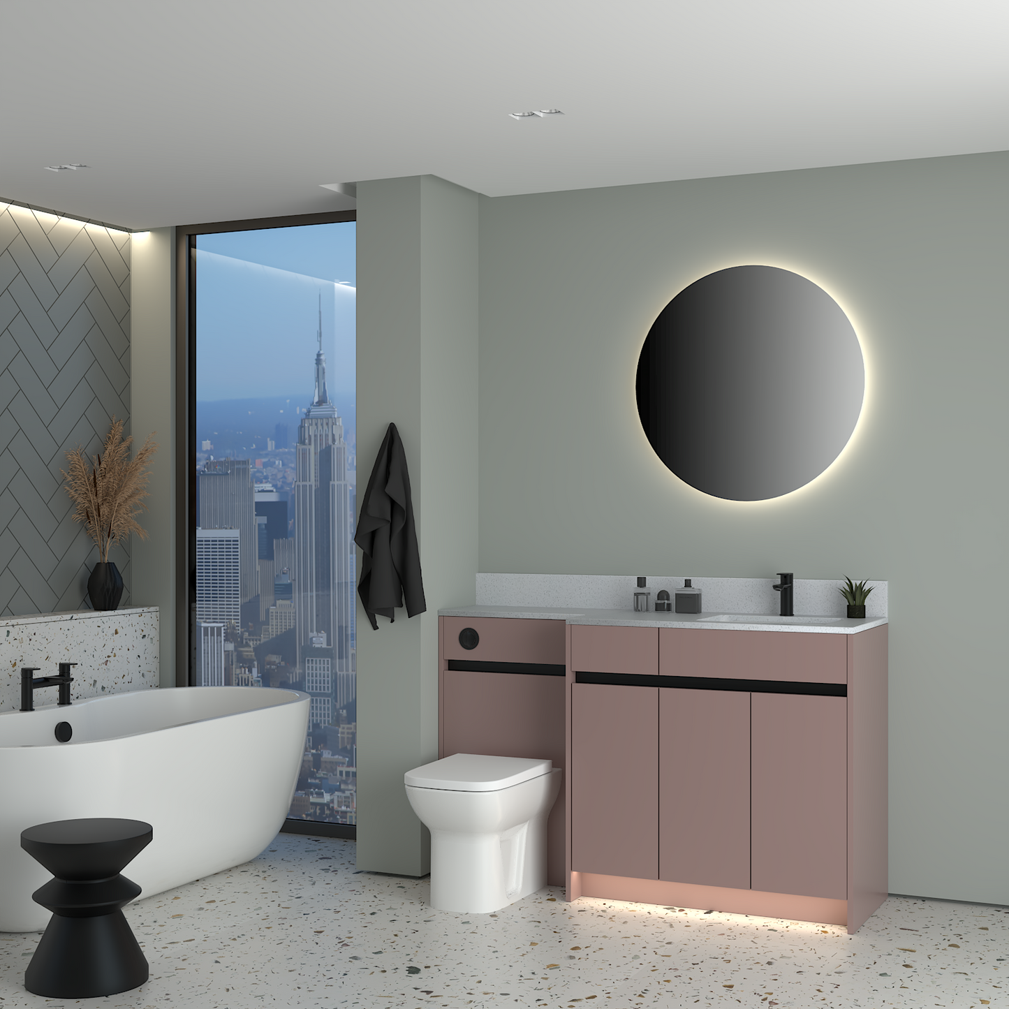 ELANA MATT WITH BLACK PROFILE & TAP BASE UNITS BATHROOM FITTED FURNITURE